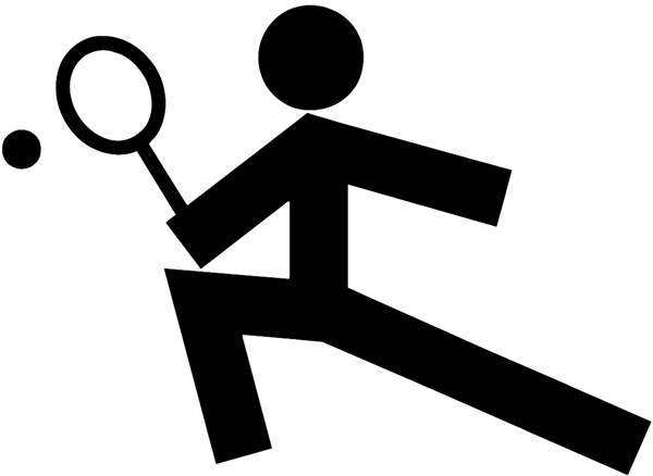 Tennis player symbol in silhouette vinyl sticker. Customize on line.  Sports 085-1317